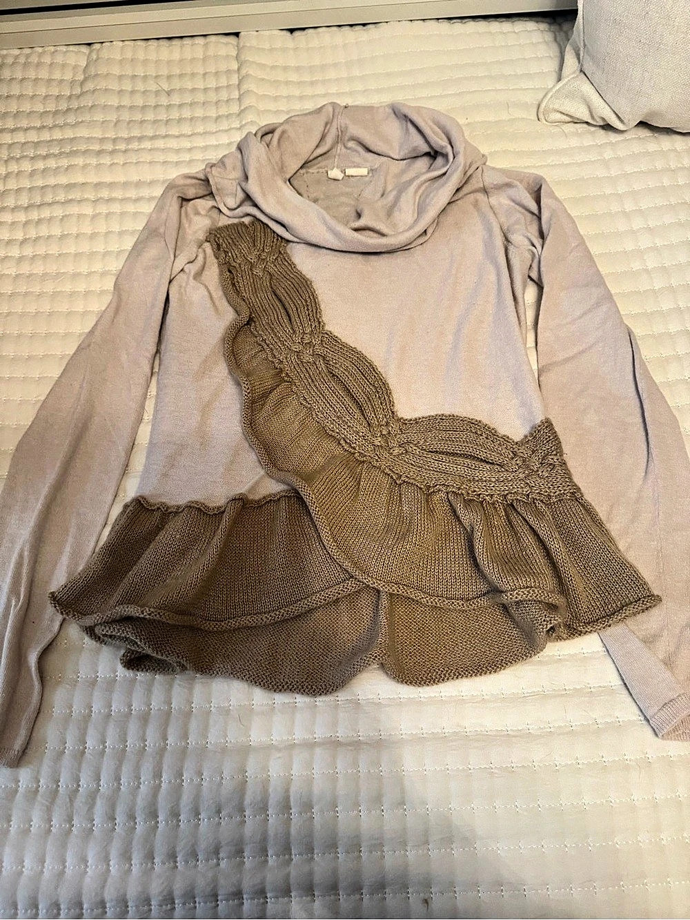 Anthropologie Moth Size Small Cowl Neck Sweater Tan Brown